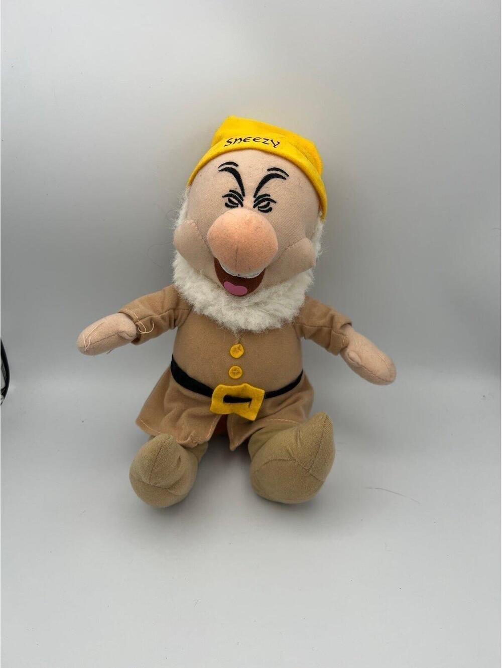 Disney The Seven Dwarfs Sneezy Plush Doll Stuffed Yellow Snow White